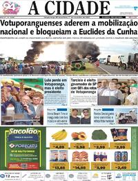 Capa do jornal Jornal A Cidade de Votuporanga 01/11/2022