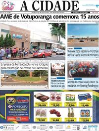 Capa do jornal Jornal A Cidade de Votuporanga 08/12/2022