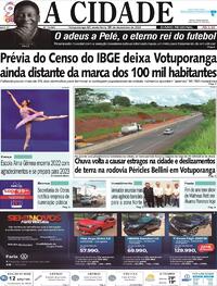 Capa do jornal Jornal A Cidade de Votuporanga 30/12/2022