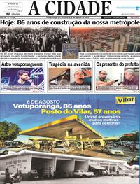 Capa do jornal Jornal A Cidade de Votuporanga 08/08/2023