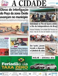 Capa do jornal Jornal A Cidade de Votuporanga 09/09/2023