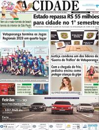 Capa do jornal Jornal A Cidade de Votuporanga 14/07/2023