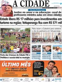 Capa do jornal Jornal A Cidade de Votuporanga 14/10/2023