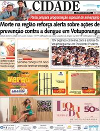 Capa do jornal Jornal A Cidade de Votuporanga 18/01/2023