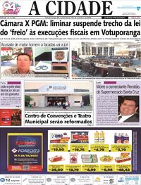 Capa do jornal Jornal A Cidade de Votuporanga 19/10/2023