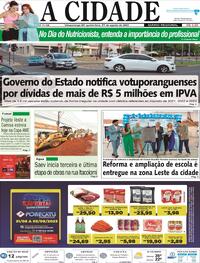 Capa do jornal Jornal A Cidade de Votuporanga 31/08/2023