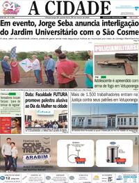 Capa do jornal Jornal A Cidade de Votuporanga 20/03/2024