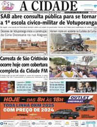 Capa do jornal Jornal A Cidade de Votuporanga 20/07/2024