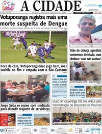 Capa do jornal Jornal A Cidade de Votuporanga 22/02/2024