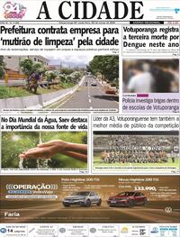 Capa do jornal Jornal A Cidade de Votuporanga 22/03/2024