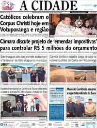 Capa do jornal Jornal A Cidade de Votuporanga 30/05/2024