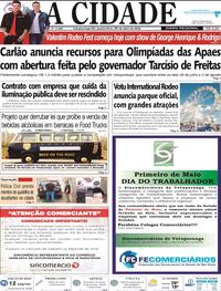 Capa do jornal Jornal A Cidade de Votuporanga 30/04/2025