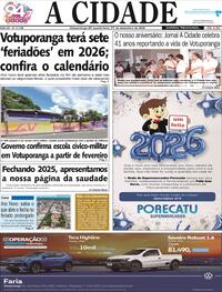 Capa do jornal Jornal A Cidade de Votuporanga 31/12/2025