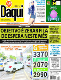 Capa do jornal Jornal Daqui 09/05/2020
