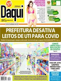 Capa do jornal Jornal Daqui 09/10/2020