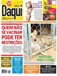 Capa do jornal Jornal Daqui 18/12/2020