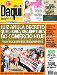 Capa do jornal Jornal Daqui 22/06/2020