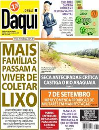 Capa do jornal Jornal Daqui 04/09/2021