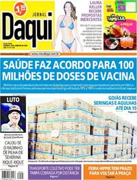 Capa do jornal Jornal Daqui 08/01/2021