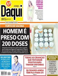 Capa do jornal Jornal Daqui 08/04/2021
