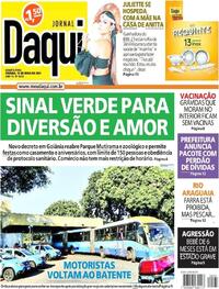Capa do jornal Jornal Daqui 12/05/2021