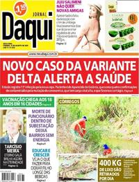 Capa do jornal Jornal Daqui 13/08/2021