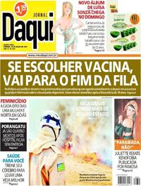 Capa do jornal Jornal Daqui 14/07/2021