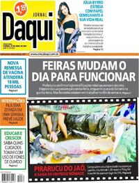 Capa do jornal Jornal Daqui 16/04/2021