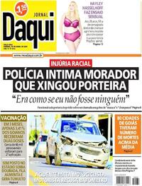 Capa do jornal Jornal Daqui 20/04/2021