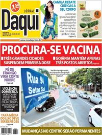 Capa do jornal Jornal Daqui 20/07/2021