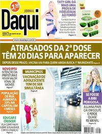 Capa do jornal Jornal Daqui 20/08/2021