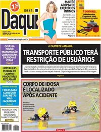 Capa do jornal Jornal Daqui 22/03/2021