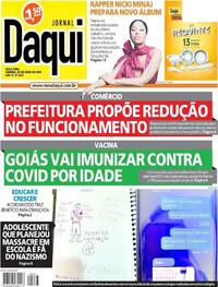 Capa do jornal Jornal Daqui 28/05/2021
