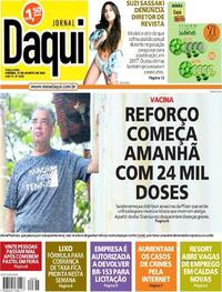 Capa do jornal Jornal Daqui 31/08/2021