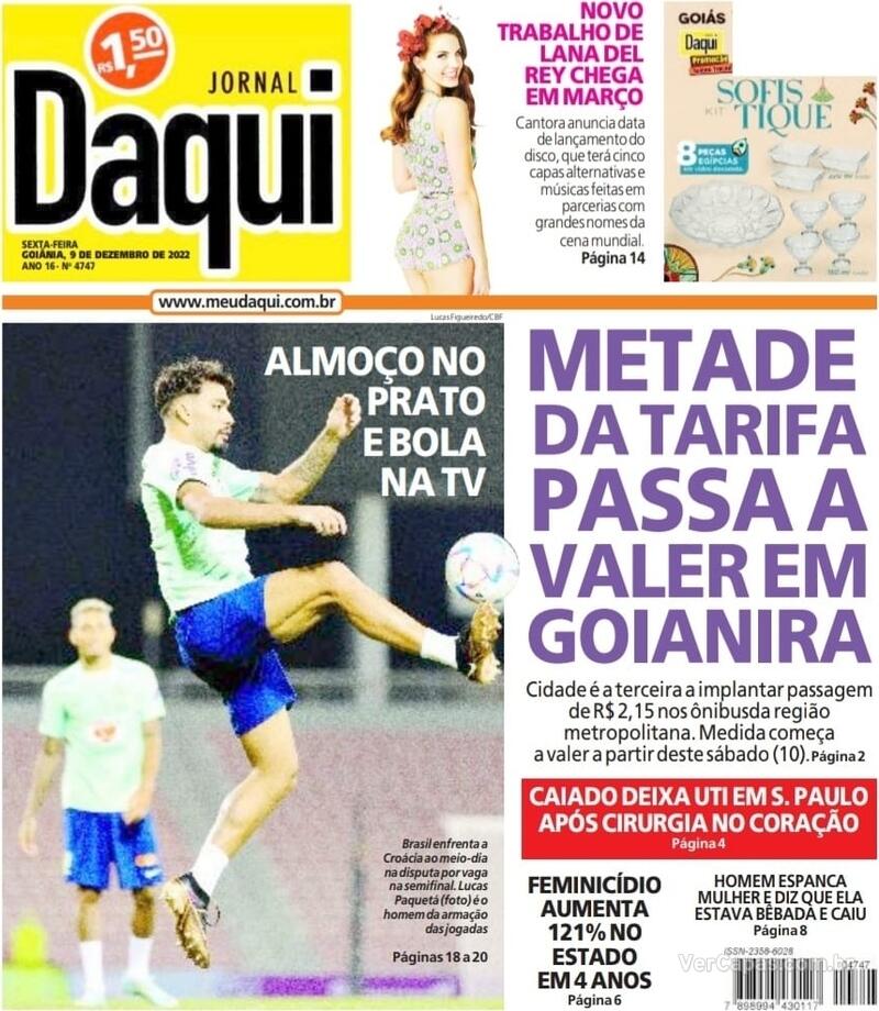 Capa do jornal Jornal Daqui 09/12/2022