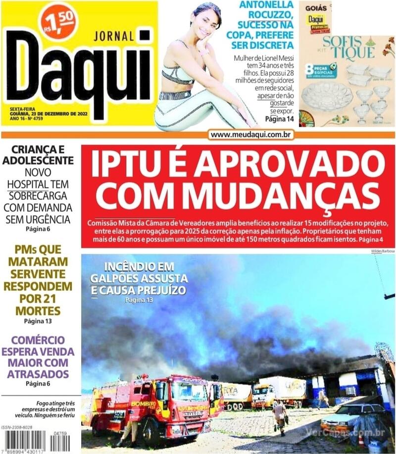 Capa do jornal Jornal Daqui 23/12/2022