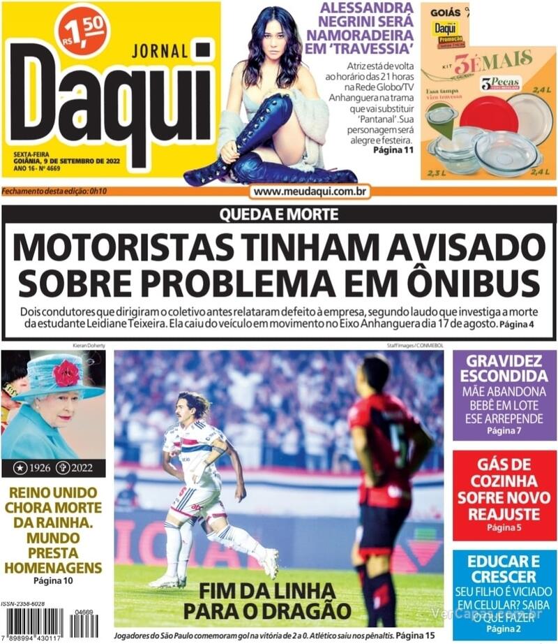 Capa do jornal Jornal Daqui 09/09/2022