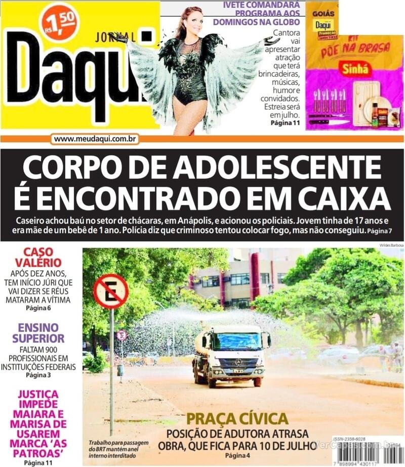 Capa do jornal Jornal Daqui 14/06/2022