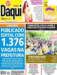 Capa do jornal Jornal Daqui 09/03/2022