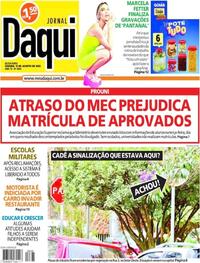 Capa do jornal Jornal Daqui 12/08/2022