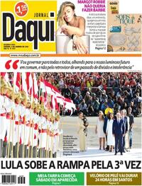Capa do jornal Jornal Daqui 02/01/2023