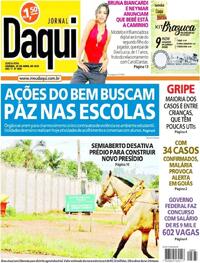 Capa do jornal Jornal Daqui 20/04/2023