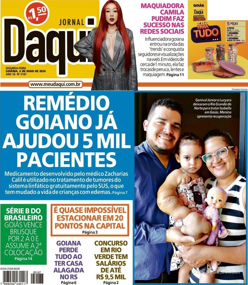 Capa do jornal Jornal Daqui 06/05/2024