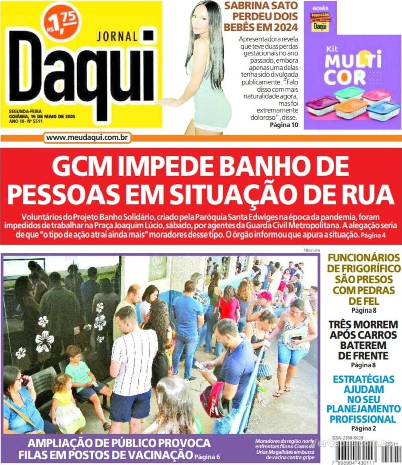 Capa do jornal Jornal Daqui 19/05/2025