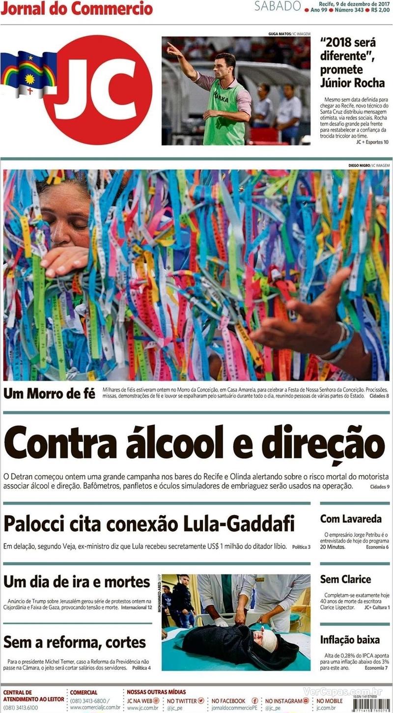 Capa do jornal Jornal do Commercio 09/12/2017