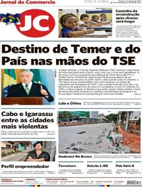 Capa do jornal Jornal do Commercio 06/06/2017