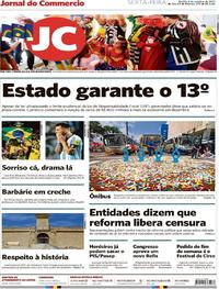 Capa do jornal Jornal do Commercio 06/10/2017
