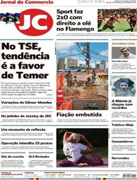 Capa do jornal Jornal do Commercio 08/06/2017