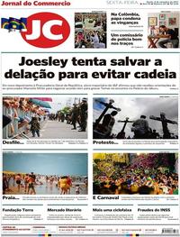 Capa do jornal Jornal do Commercio 08/09/2017