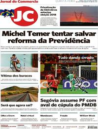 Capa do jornal Jornal do Commercio 09/11/2017
